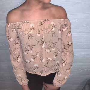 Long sleeve, loose, off shoulder crop top